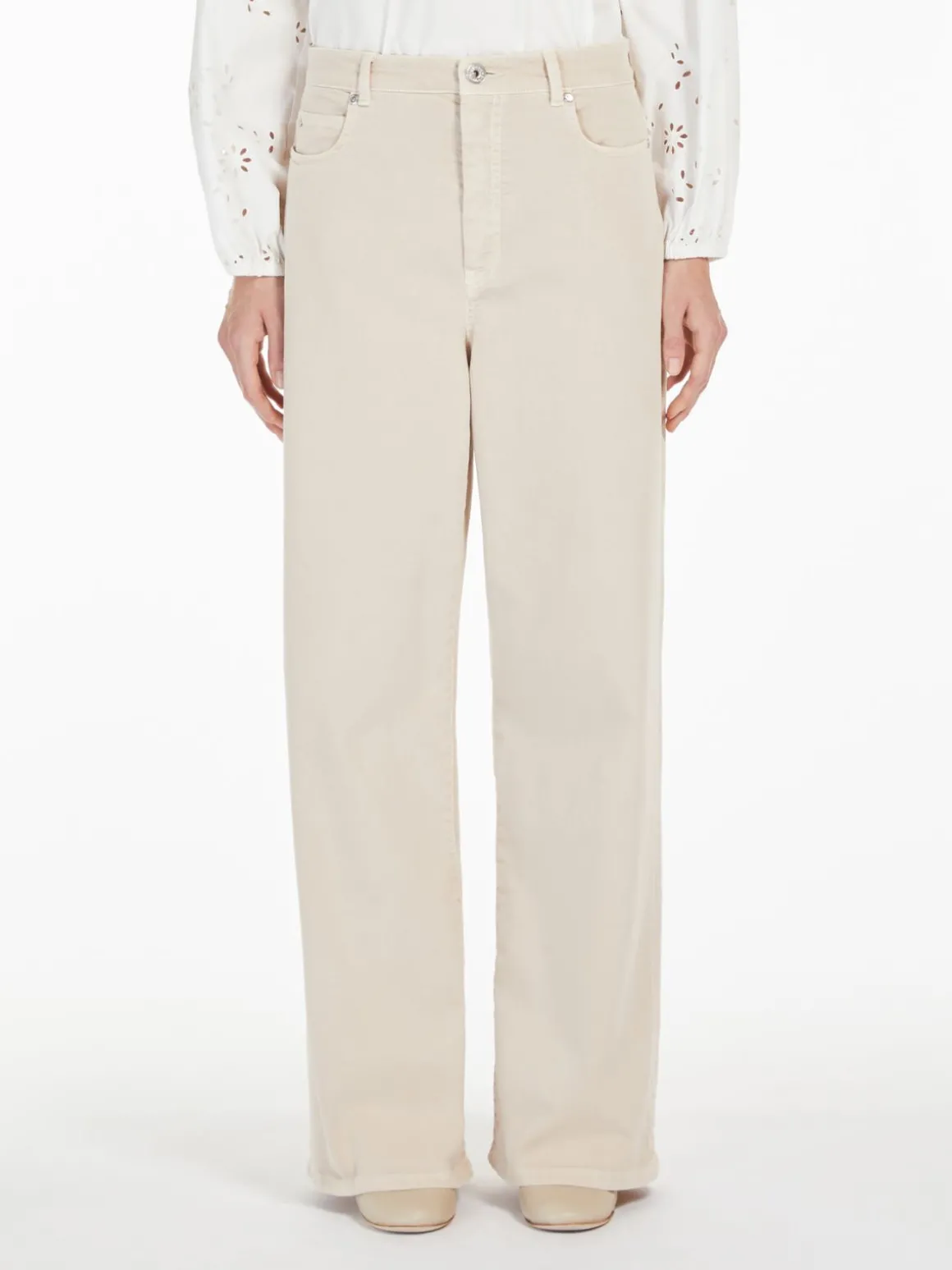 Cheap Pantalone wide leg in drill di cotone Pantaloniejeans