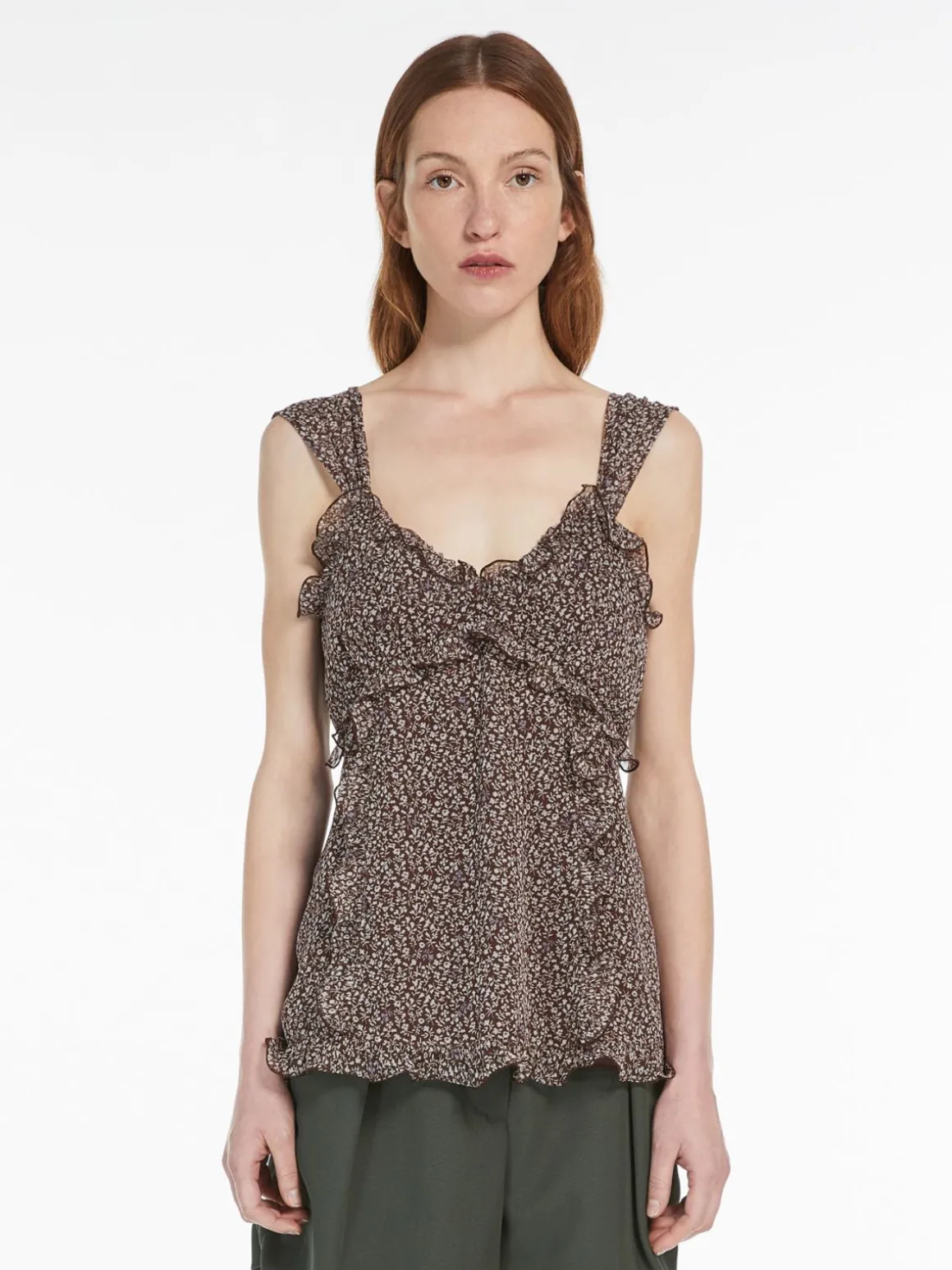 Shop Top in georgette di seta stampata T-shirt E Top