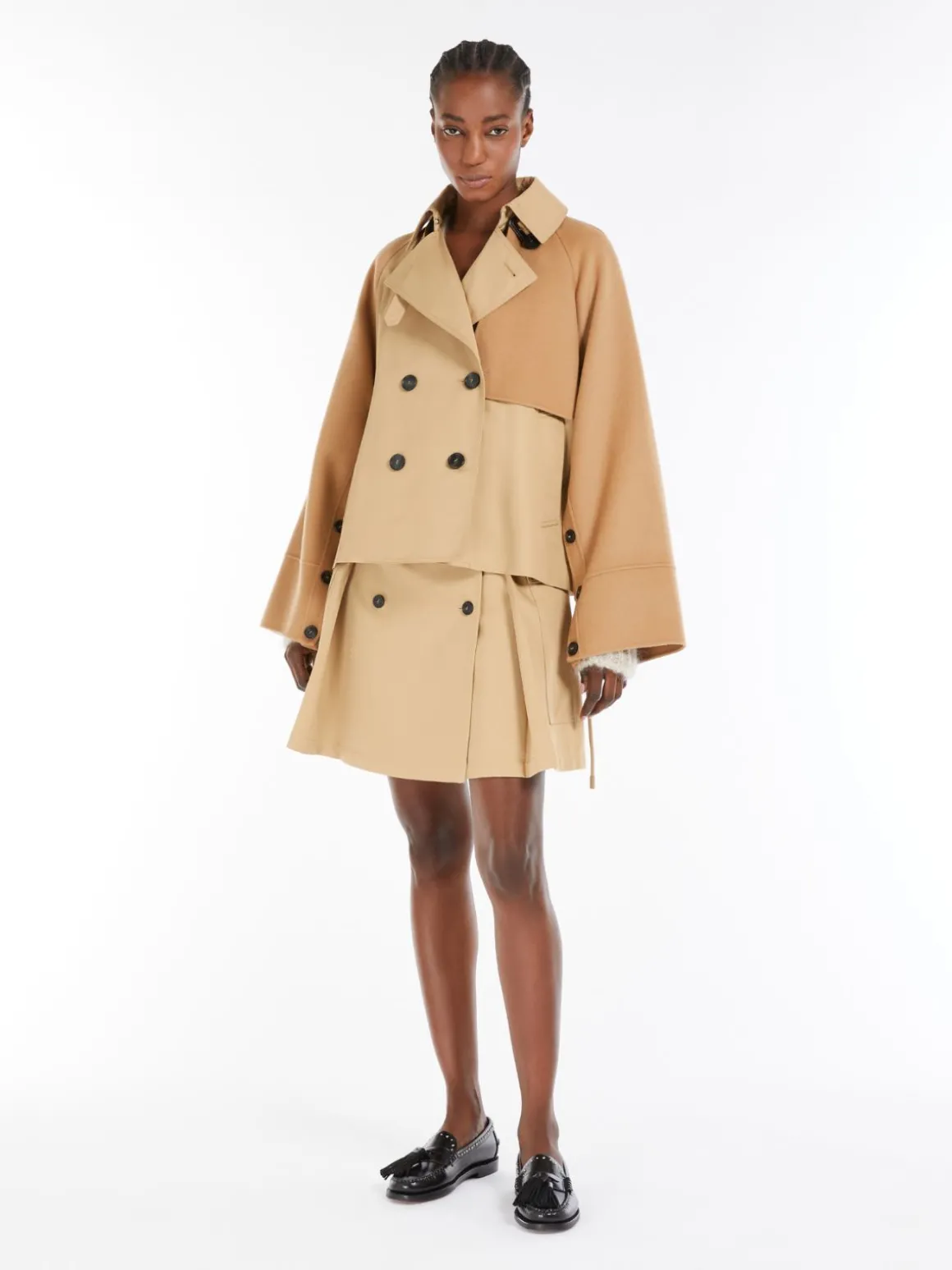 Fashion Trench doppiopetto in gabardina antigoccia Cappottietrench