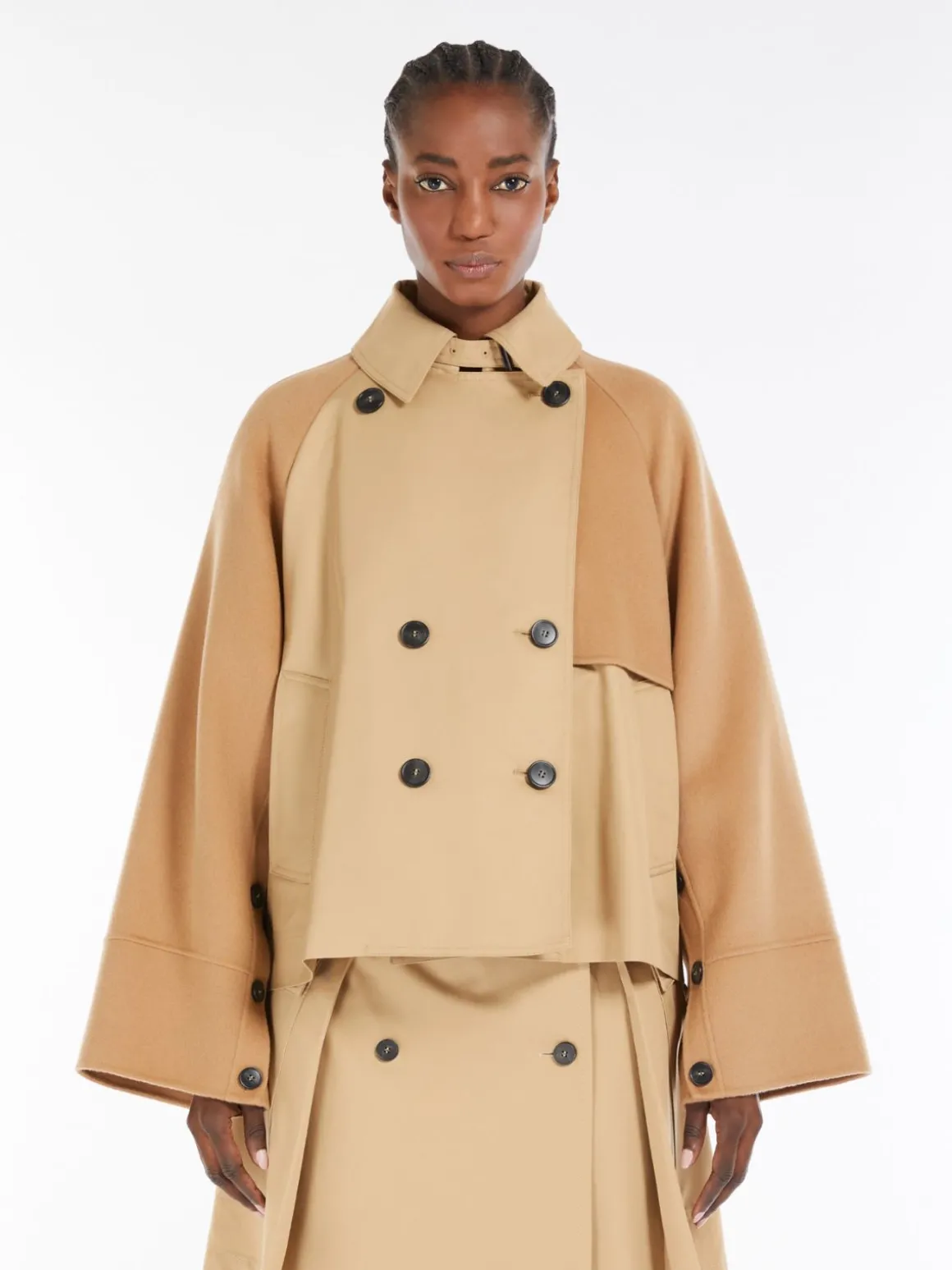 Fashion Trench doppiopetto in gabardina antigoccia Cappottietrench