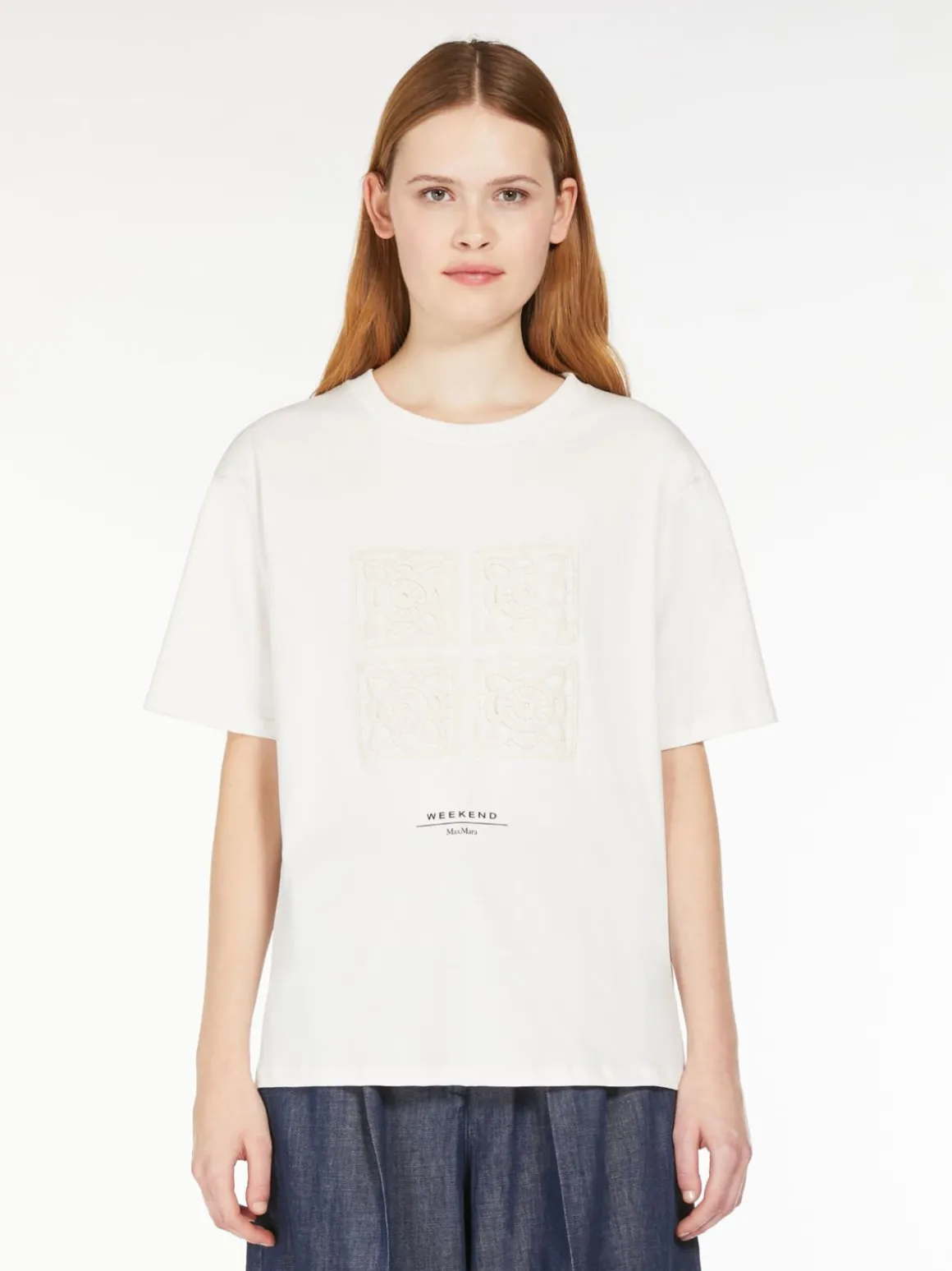 Cheap T-shirt in cotone con lettering ricamato T-shirt E Top