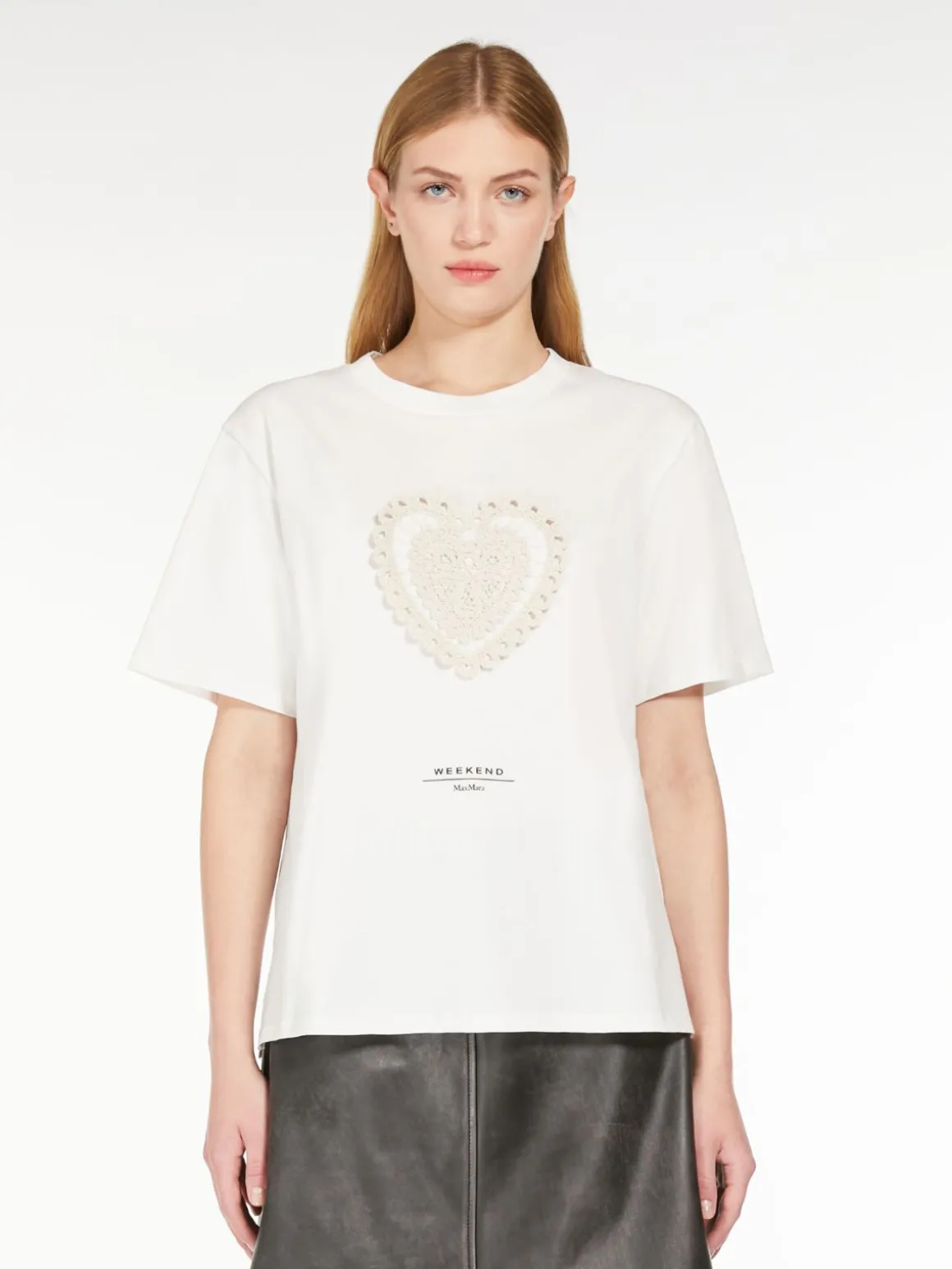 Sale T-shirt in cotone con lettering ricamato T-shirt E Top