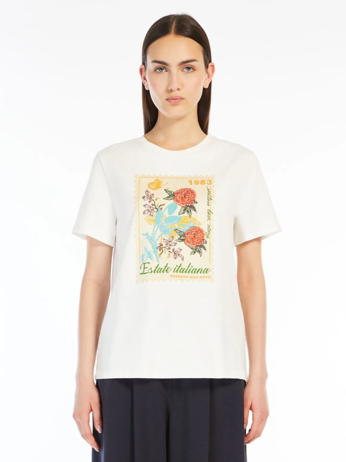 Cheap T-shirt in cotone con stampa T-shirt E Top