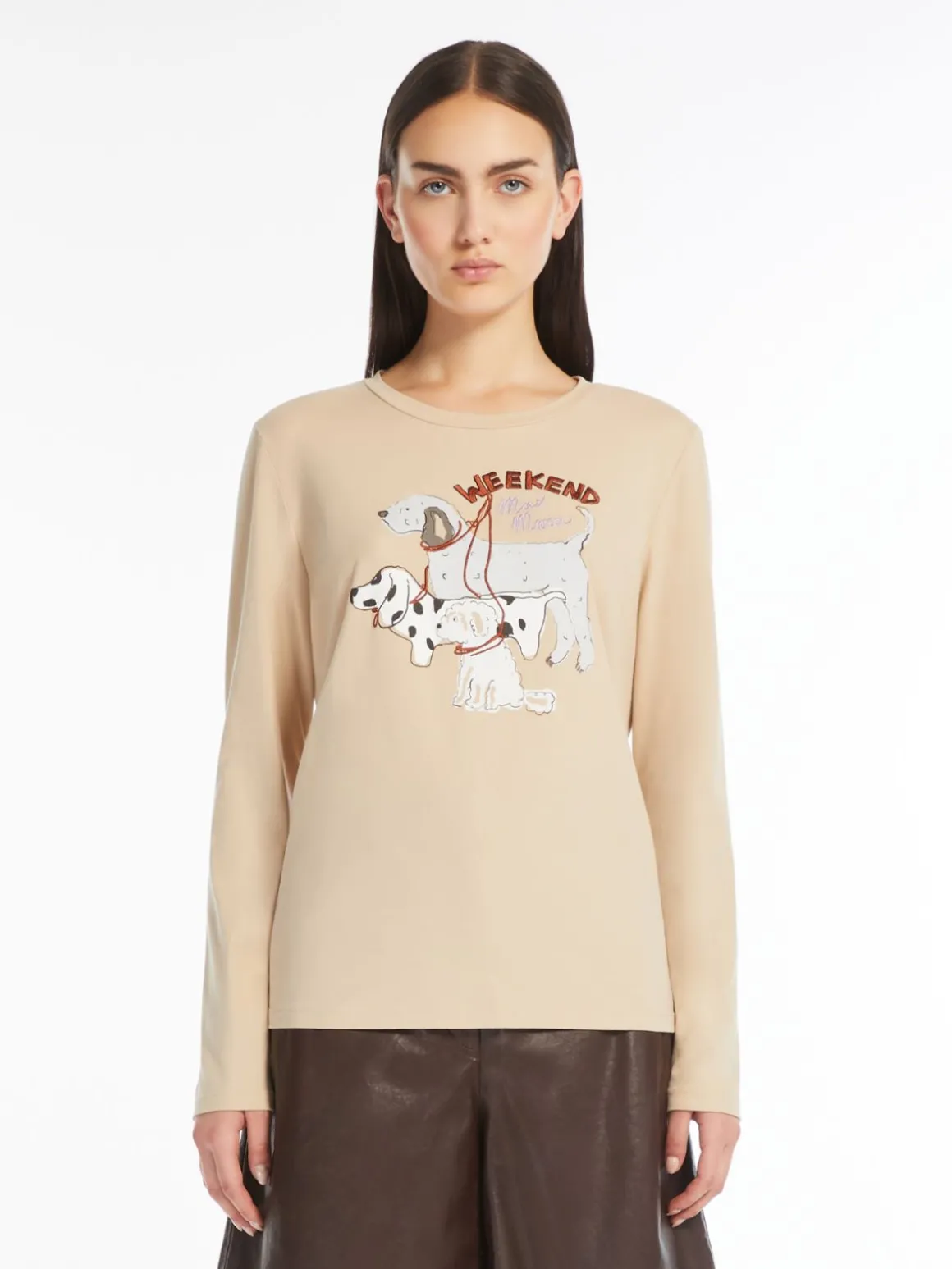 Discount T-shirt in cotone con stampa e ricami T-shirt E Top