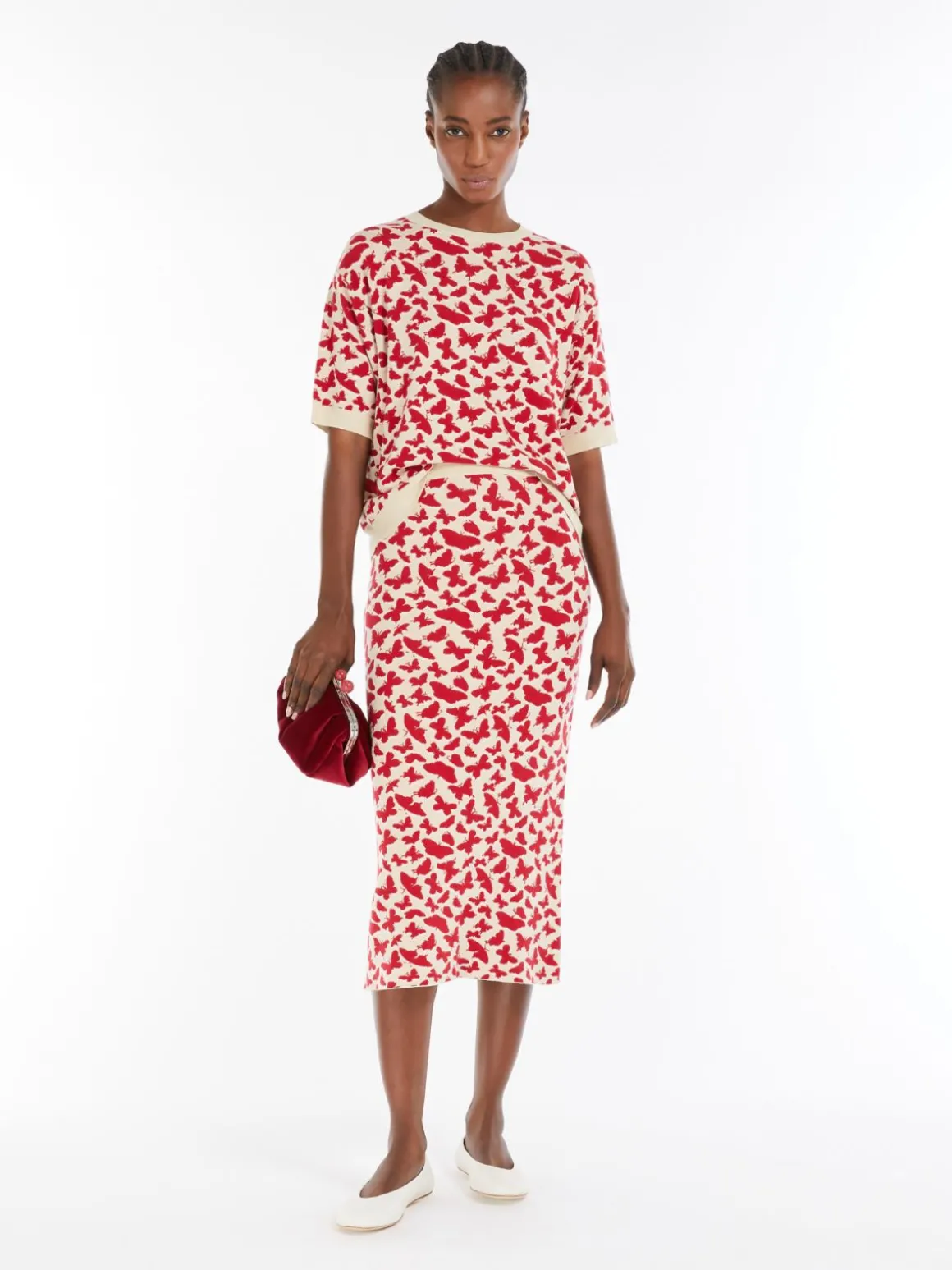 Store T-shirt in maglia di viscosa jacquard Maglie