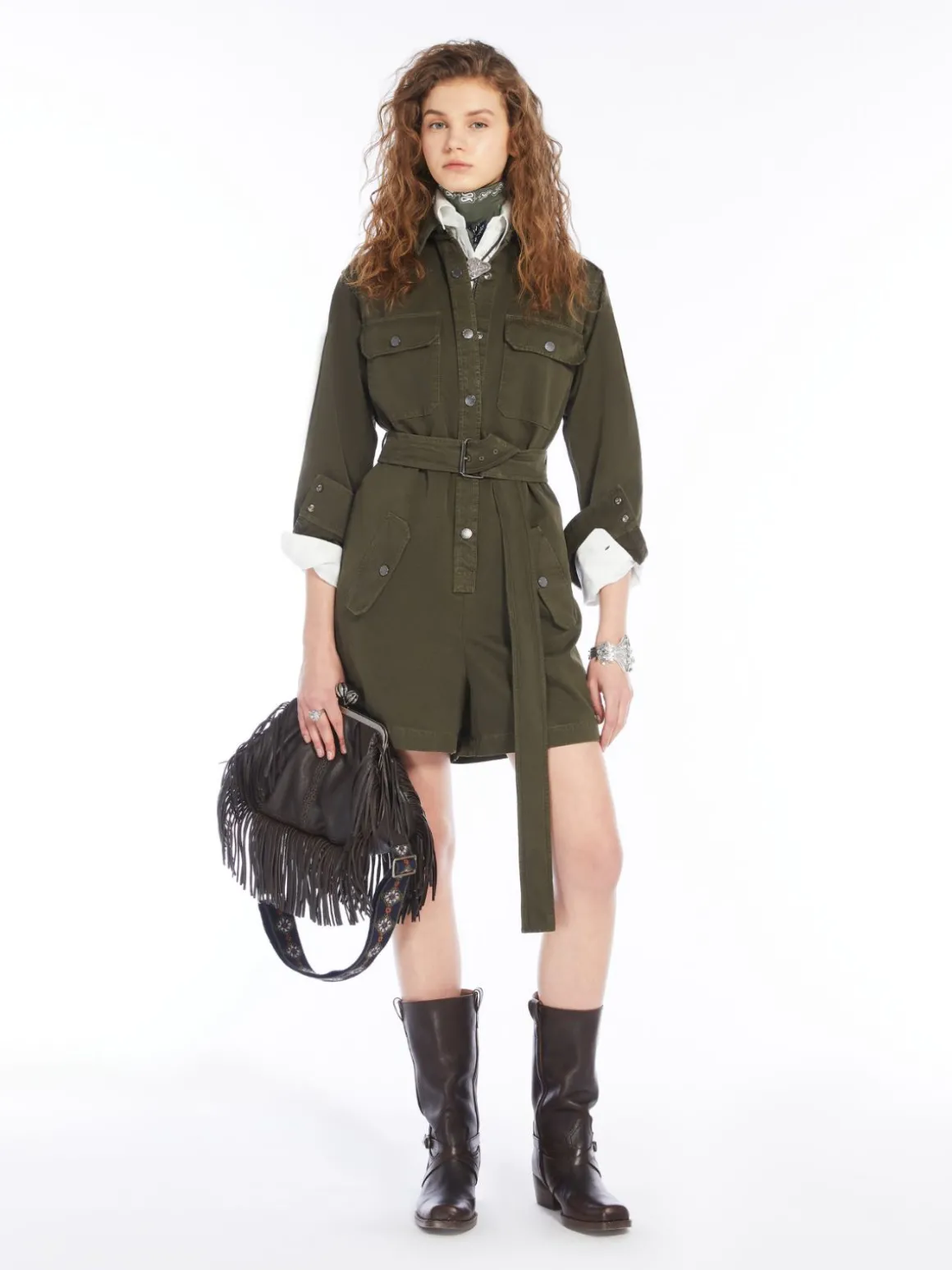 Discount Tuta cargo in gabardina di cotone Abiti
